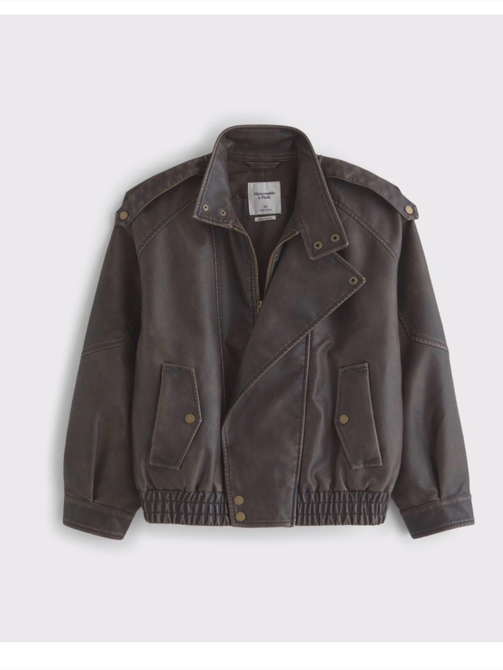 Abercrombie & Fitch Dark Brown Leather Bomber Jacket - Picture 1 of 4